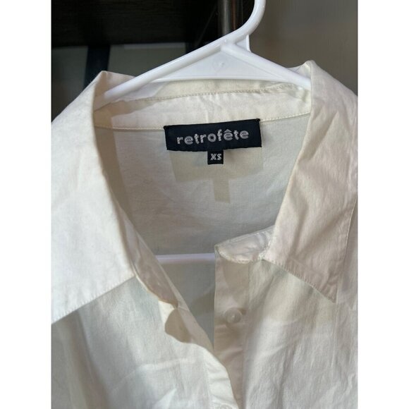 Retrofete Katie Rhinestone Cuff Button Up Shirt White Silver Womens Size XS - Picture 8 of 13